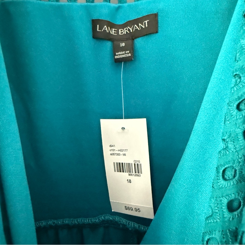 NWT Lane Bryant Teal Eyelet Dress - Picture 4 of 8